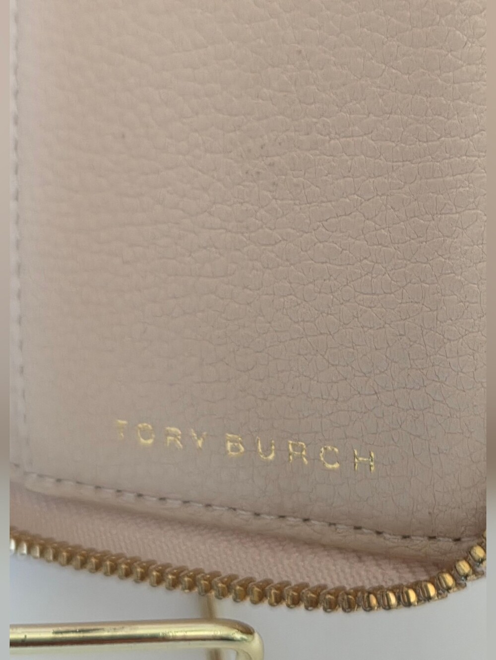 LOW START Tory Burch Metallic Gold Leather Zip Wallet Dust Bag Included - Picture 6 of 12